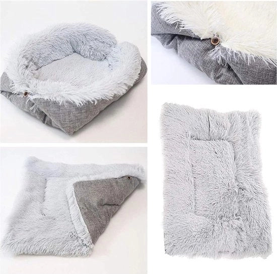 Letto per gatti, piuma per animali domestici, cucciolo, gattino, piccolo cane, super morbido, caldo, lavabile, pieghevole, sacco da letto, cuscino per casa, coperta termica per portacani, per interni e esterni, giocattolo (bianco)