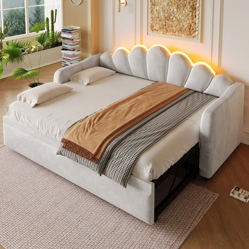Letto Imbottito Estraibile con LED ¨C Xylo ¨C Grigio 90x200