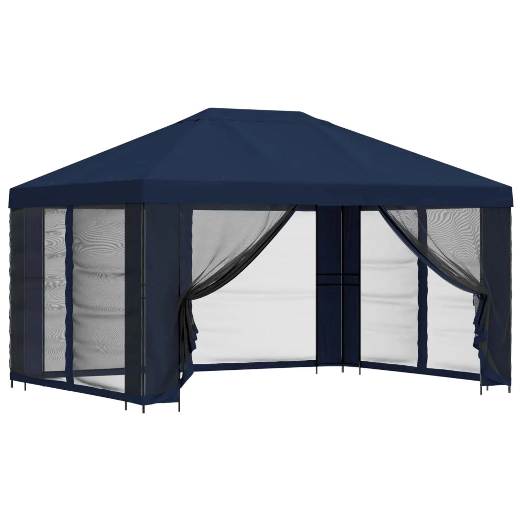Gazebo da giardino con pareti laterali 4 × 3 m Blu