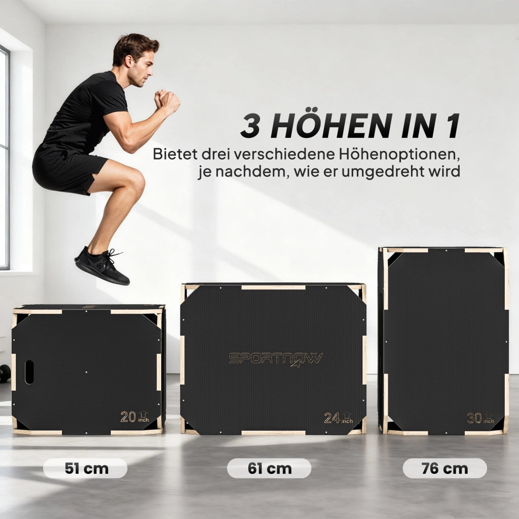 Plyo Box ¨C zephmum ¨C 3 Altezze, Legno, Nero