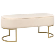 Panca imbottita beige chiaro con gambe in metallo dorato glamour soggiorno camera da letto