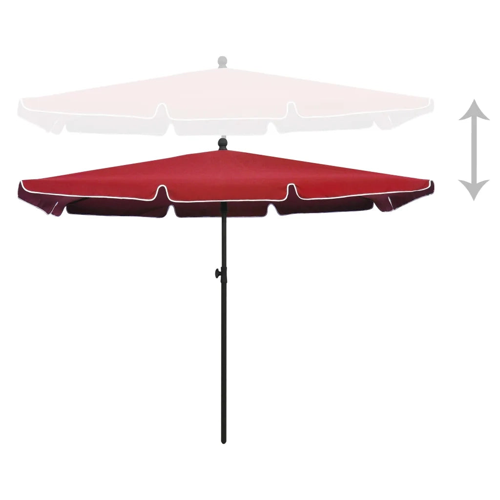Ombrellone da Giardino con Palo 210x140 cm Rosso Bordò 315547