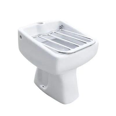 Vuotatoio in ceramica bianco lucido con griglia e scarico universale