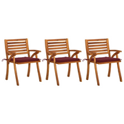 Sedie da Pranzo da Giardino con Cuscini 3 pz Massello di Acacia cod mxl 7084