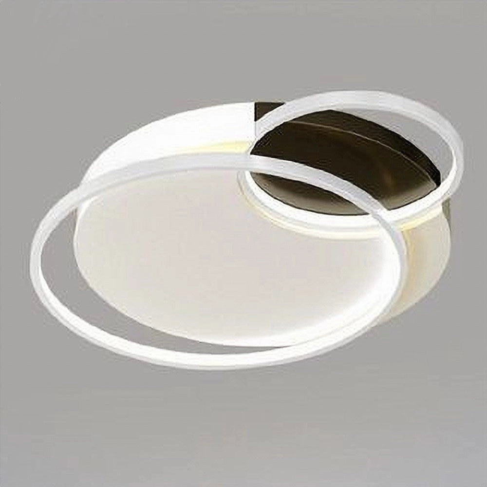 Trade Shop - Plafoniera Led 30 W 3 Cerchi Bianco Nero Lampadario A Soffitto Luce Fredda 70807 -