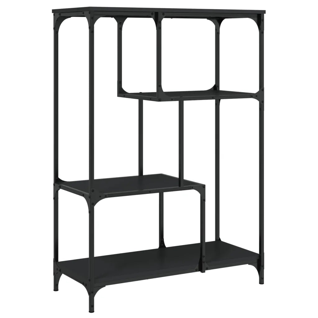 Libreria Nera 81x36x115 cm in Legno Multistrato e Acciaiocod mxl 83359