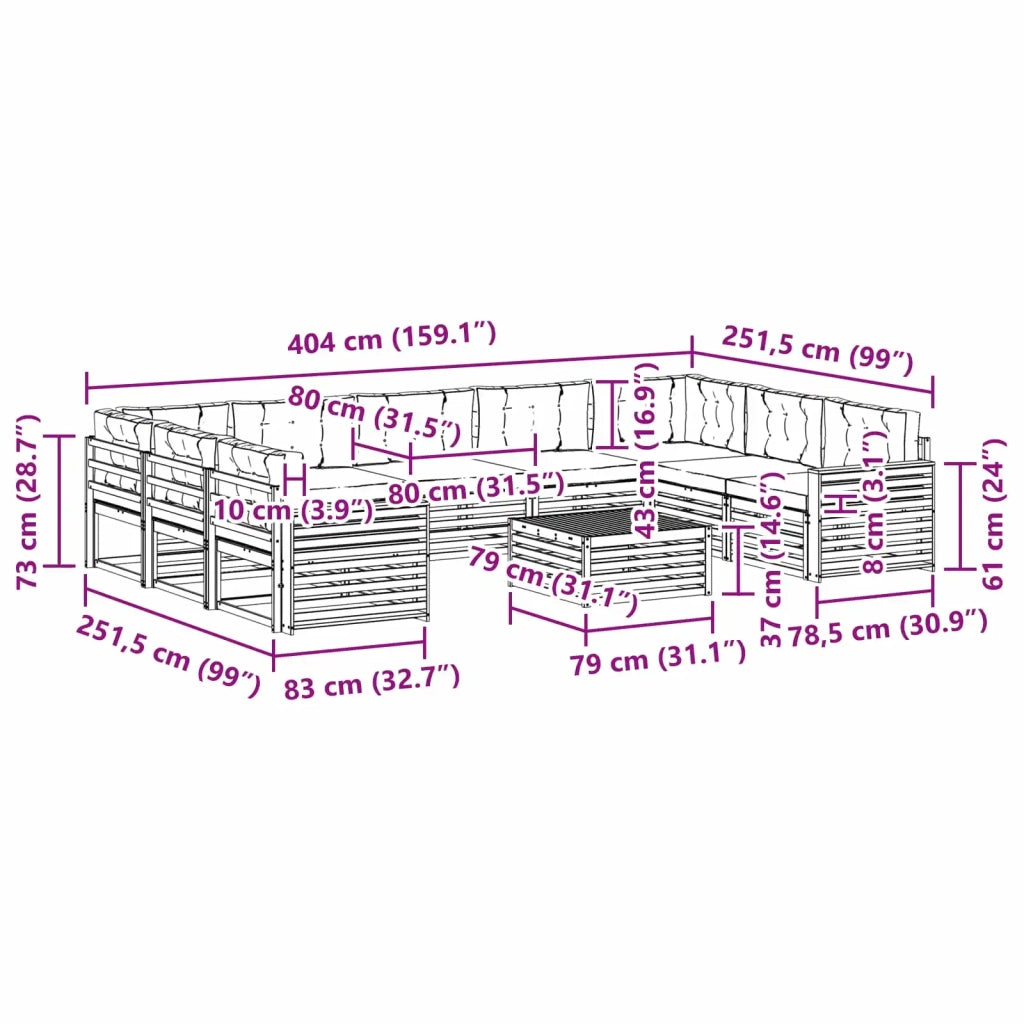 Set di divani da esterno 10 pcs Grigio Naturale e Chiaro 3374176