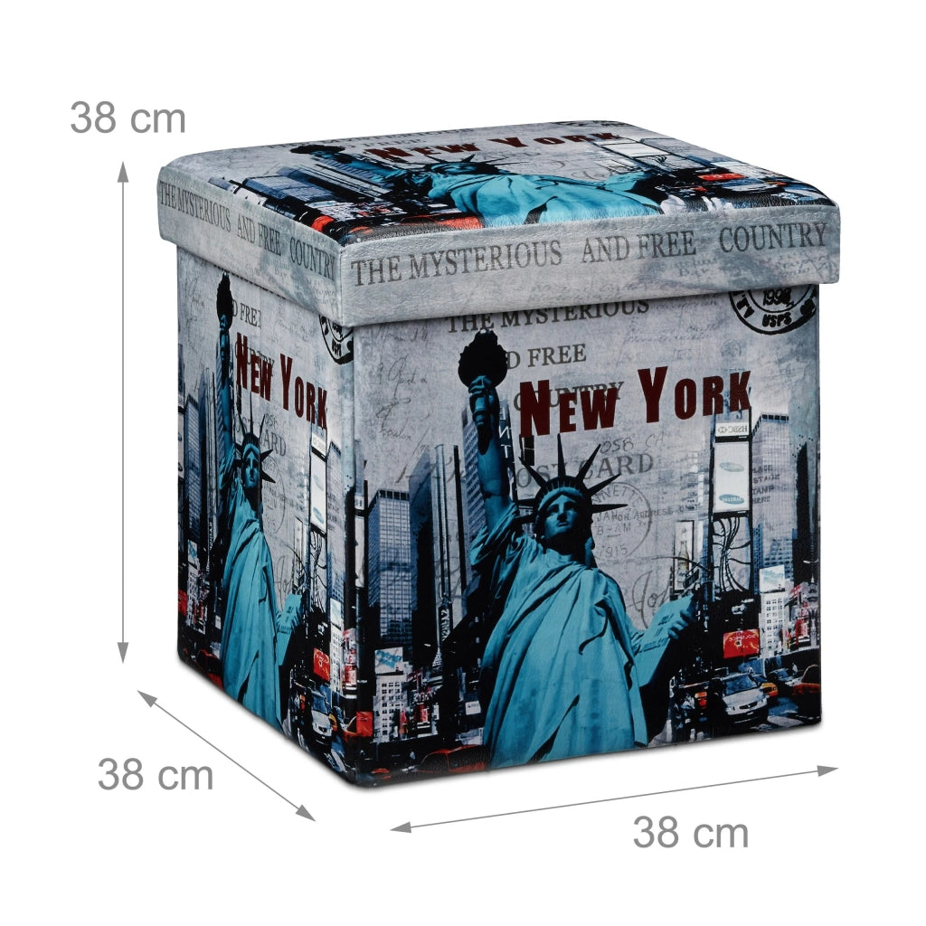 Sgabello pieghevole con vano portaoggetti panca pieghevole 38 x 38 cm New York 2013066