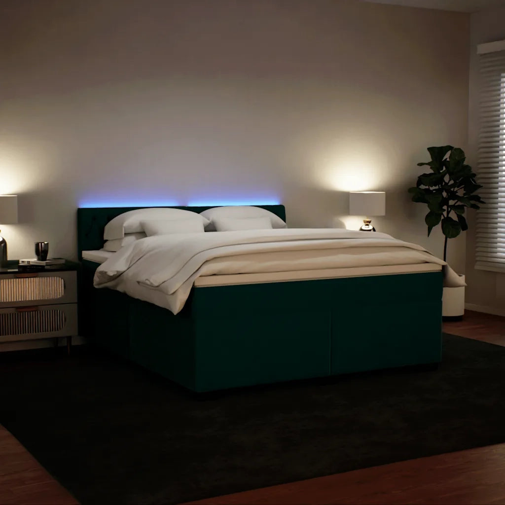 Giroletto a Molle con Materasso Verde Scuro 180x200 cm Velluto