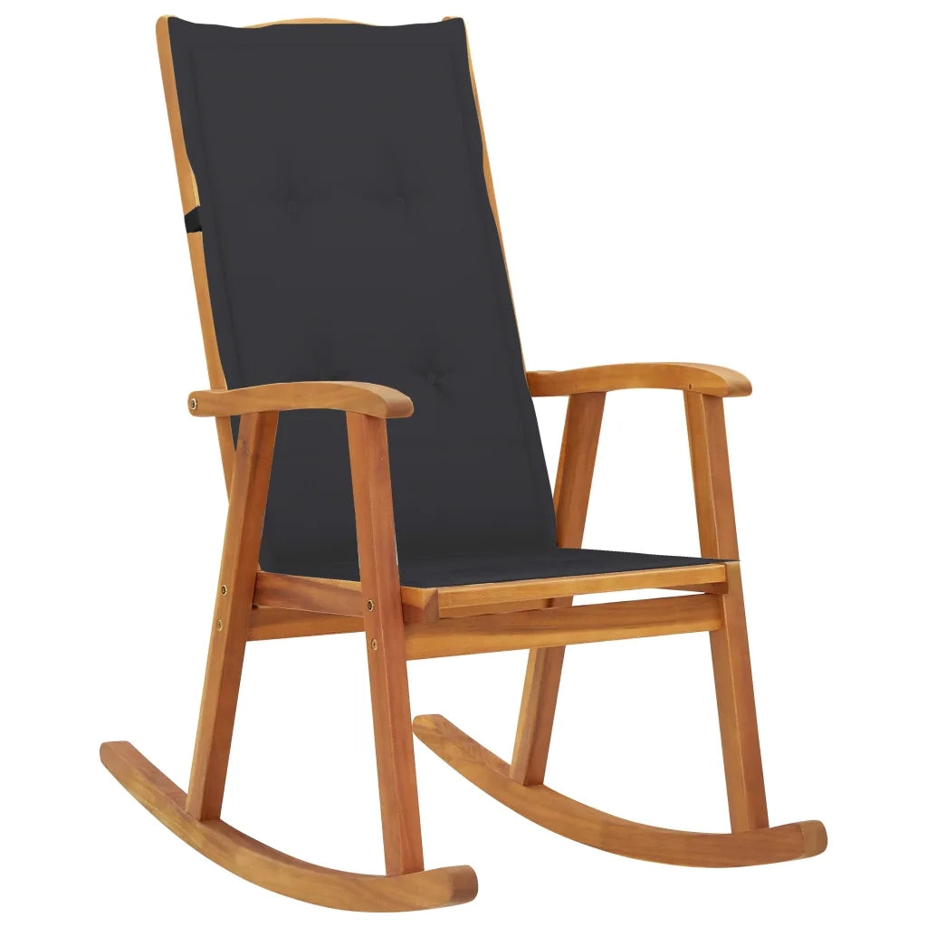 Sedia a Dondolo con Cuscini in Legno Massello di Acacia cod mxl 54027