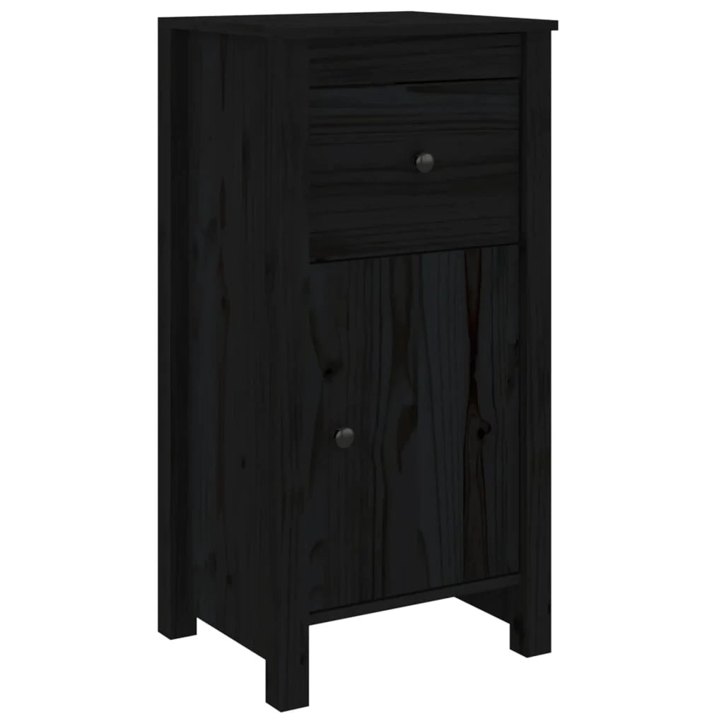 Buffet credenza cassettiera armadio mobile contenitore organizer per cucina soggiorno salotto set da 2 40 x 35 x 80 cm legno massello di pino nero 02_0036905