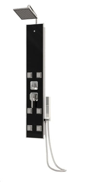 Pannello doccia con soffione rubinetto vetro acciaio inox 130 cm nero 02_0003433