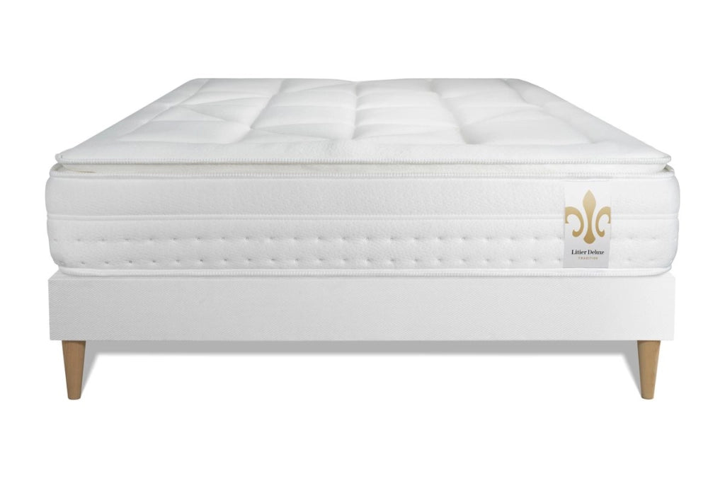 Pacchetto letto completo - Materasso 160x200cm + Box spring con doghe (kit) + 2 cuscini + Piumino - Vingt-Huit PLUS