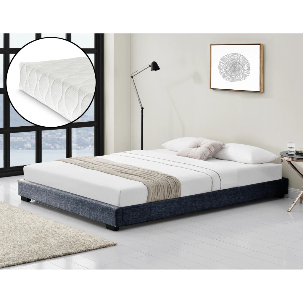 Corium Struttura Letto Imbottito con Materasso a Schiuma Fredda 180 x 200 cm Letto Matrimoniale con Rivestimento in Tessuto con Materasso Anallergico - Grigio Scuro