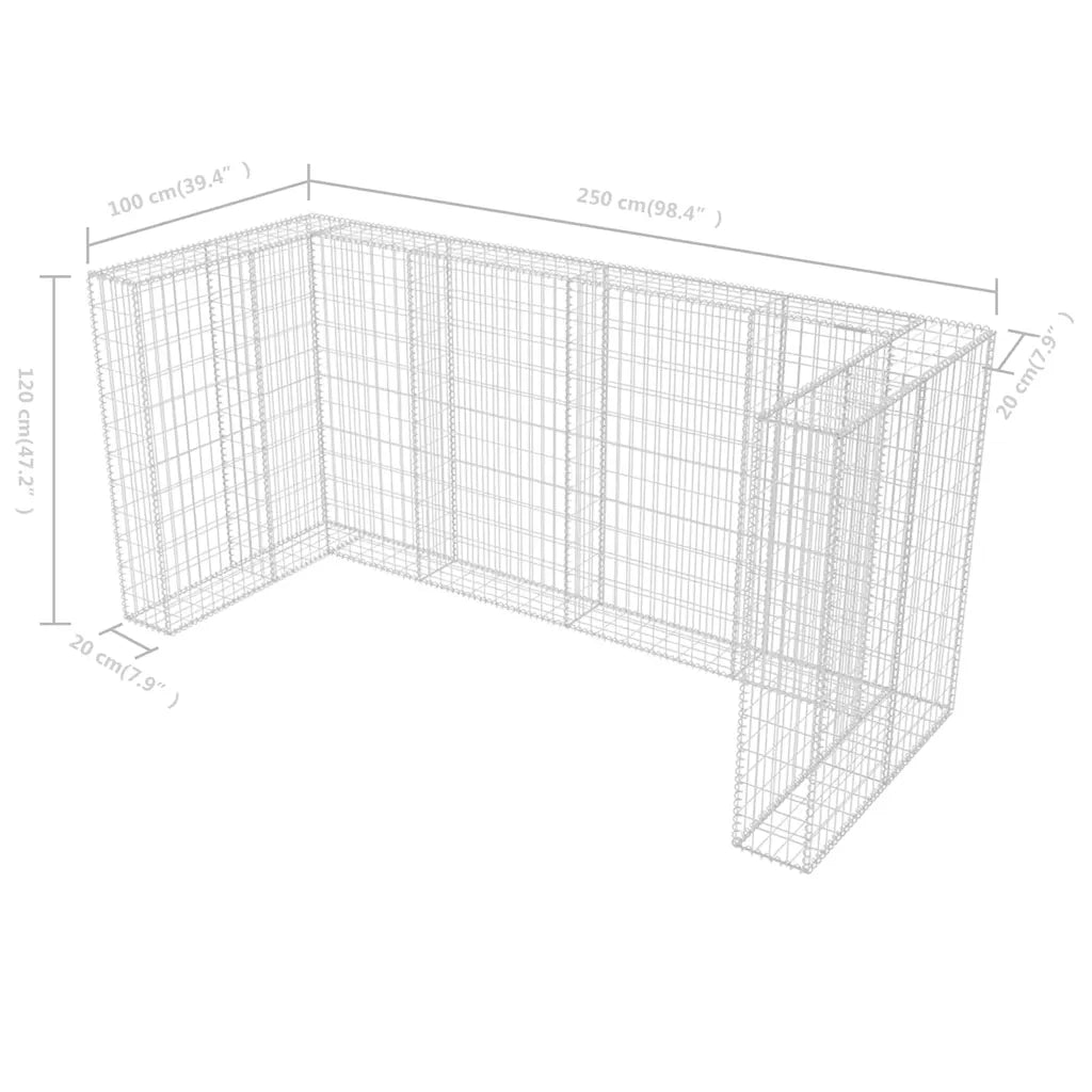 Gabbione in Rete in Acciaio per 3 Cassonetti 250x100x120 cm  cod mxl 53705
