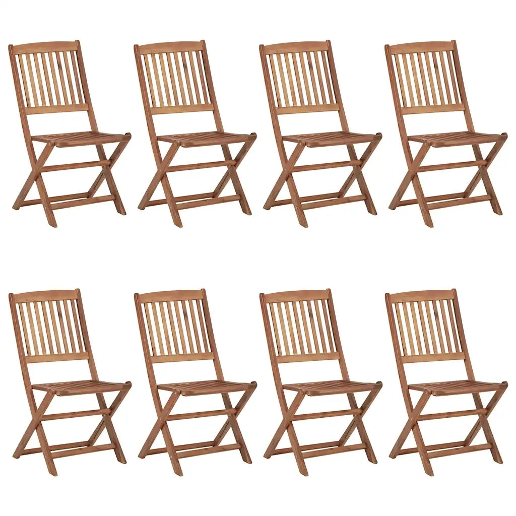 Sedie da Giardino Pieghevoli 8 pz con Cuscini Massello Acacia 3075023