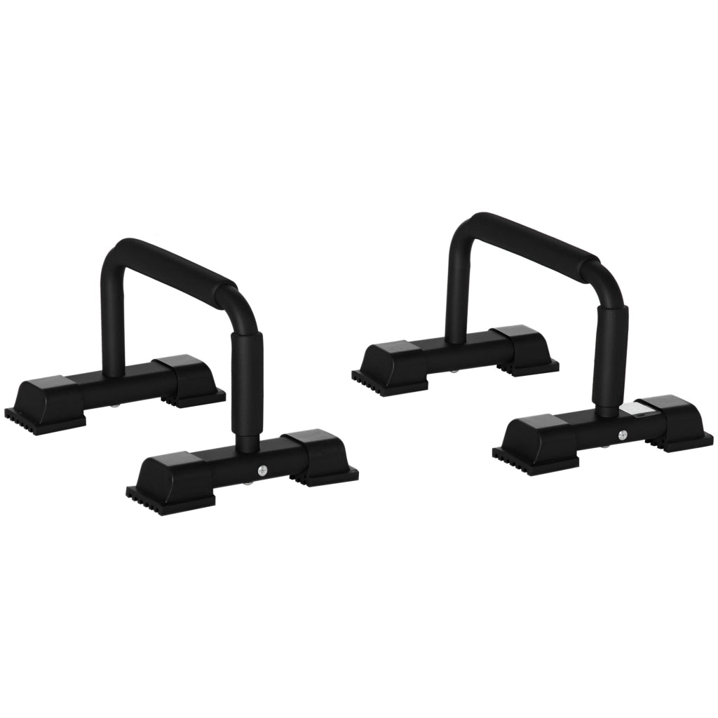 Set 2 Barre Parallele in Acciaio con Impugnatura in EPE Antiscivolo, 36x25x20 cm, Nero