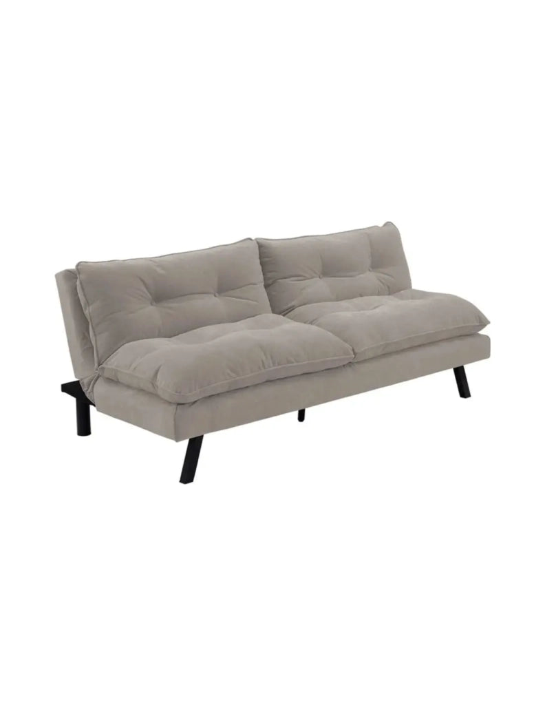 Divano letto AZENA 3 posti in tessuto ciniglia – Beige e nero – 190 x 80 x 90 cm