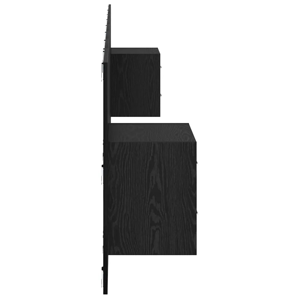 Testata con Comodino 3 pcs Rovere Nero Legno multistrato