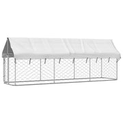 Gabbia/recinto per animali da esterno con tetto 400 x 100 x 150 cm Argento 02_0041909