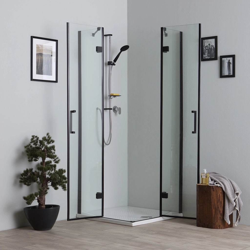 Box doccia nero opaco 70x70 con ante battenti
