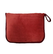 Deken di viaggio morbido, deken per aereo, si può ripiegare come cuscino, con cinturino per valigia e clip per zaino, deken compatta, adatta a ogni viaggio, 100*150cm, rosso terra.