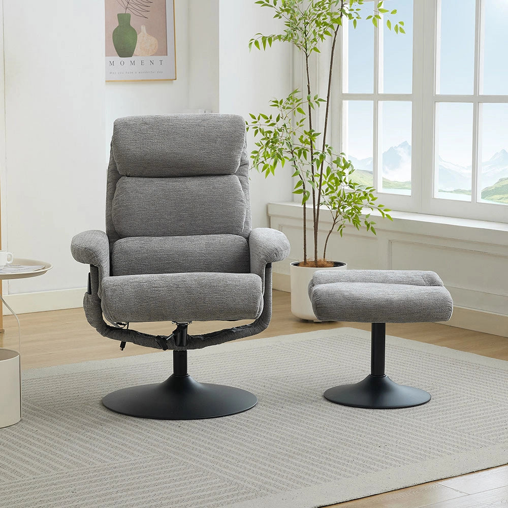 Poltrona massage - Xylo - 5 punti riscaldamento 360° chenille grigio