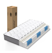 Materasso a molle insacchettate a 7 zone in memory foam; bianco e grigio