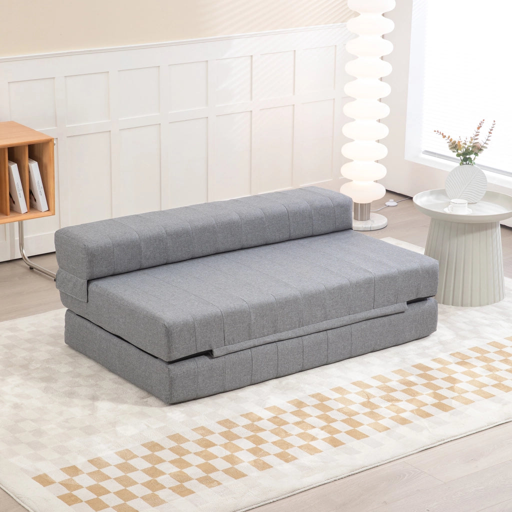 Divano letto da pavimento pieghevole 2 in 1, salvaspazio, portata 250 kg, effetto lino, sfoderabile, colore grigio