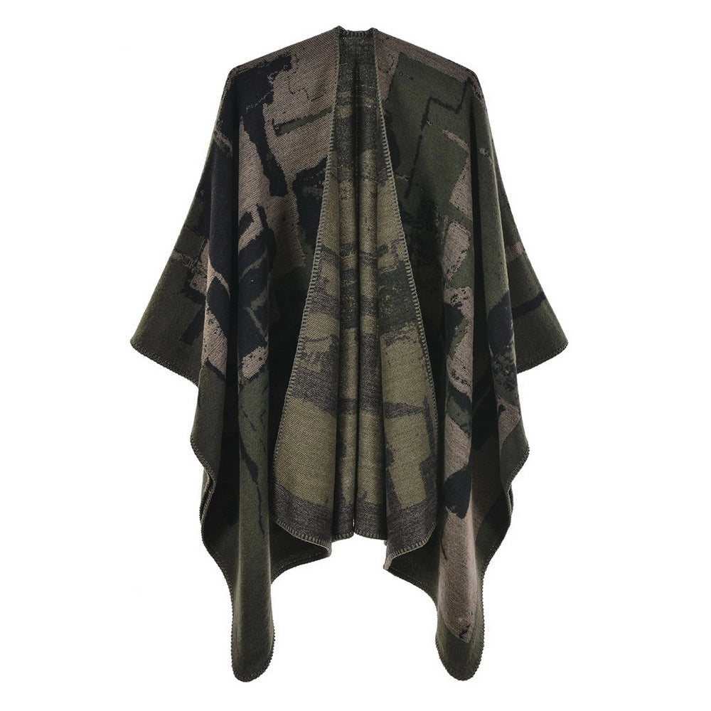 Mantella/scialle da donna autunno e inverno, stile retr¨°, spaccata, calda, in cashmere, mantella