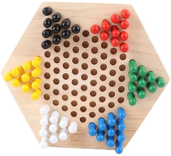 Set di Dama Educativo - Gioco di Strategia - Punti in Legno - Disegno a Sei Venti - Migliora le Tue Abilità di Pensiero - Gioco da Tavolo