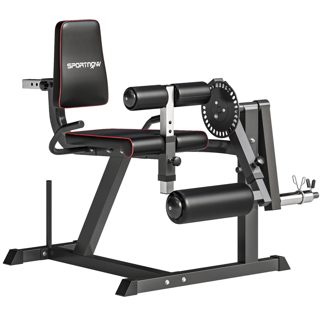 Calf Machine con Schienale e Cuscinetti Regolabili. in Acciaio. Plastica ed EVA. 100x90x105 cm. Grigio e Nero