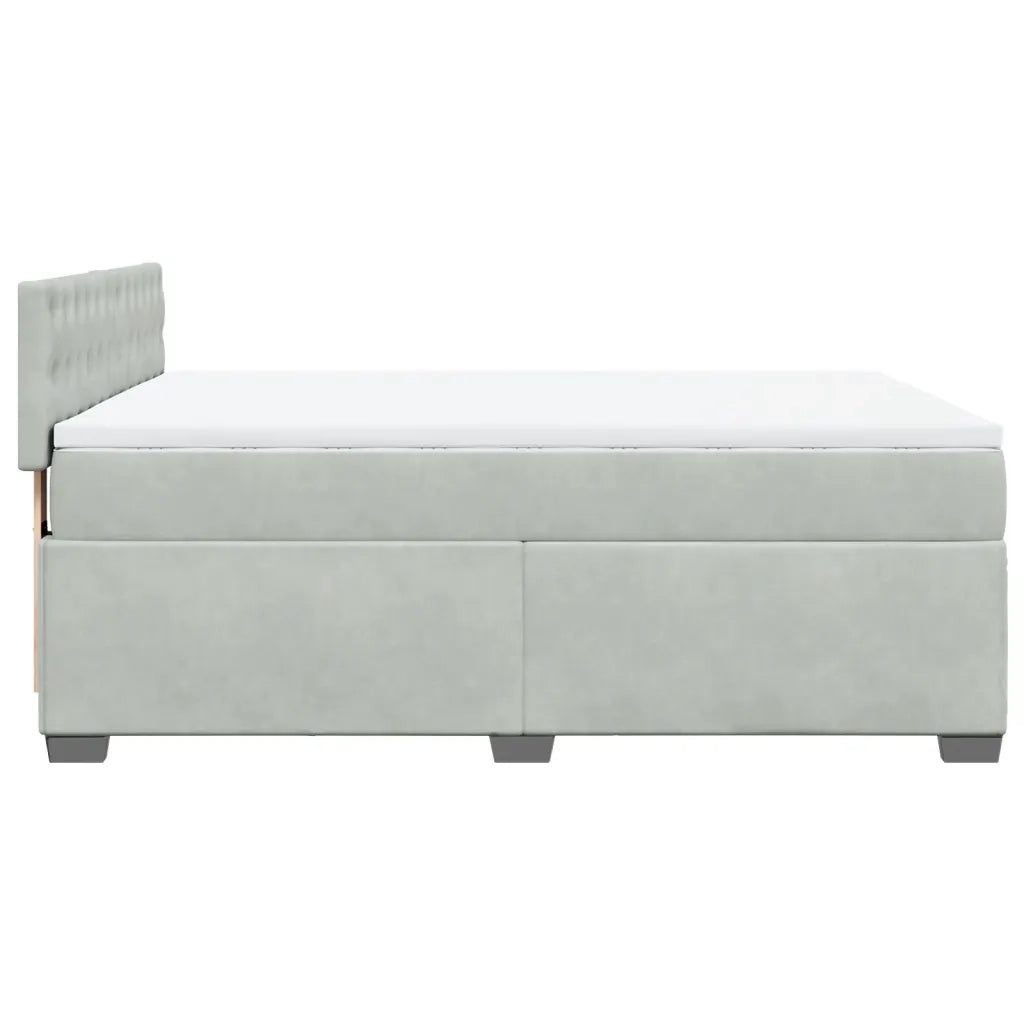 Giroletto a Molle con Materasso Grigio Chiaro 160x200cm Velluto
