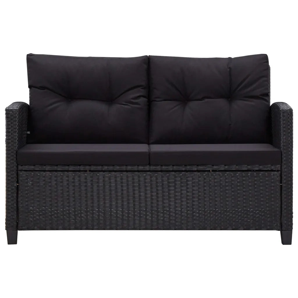 Set da Pranzo da Giardino 3 pz con Cuscini Nero in Polyrattan 3095249