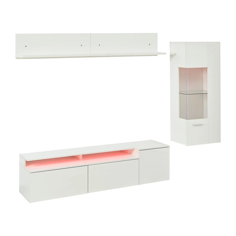Mobile TV Soggiorno Set 3 Pezzi con LED ¨C Xylo ¨C Bianco Lucido