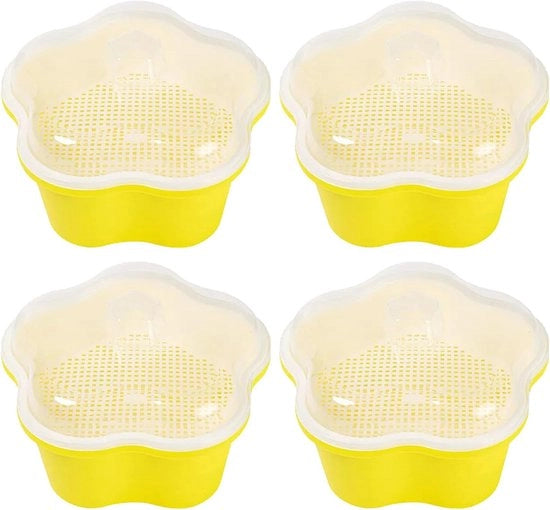 4 Boxe per Piante Idroponiche - Scatole di Germinazione con Coperchio - Scatola per il Trasporto di Semenzali e Seme (Giallo)