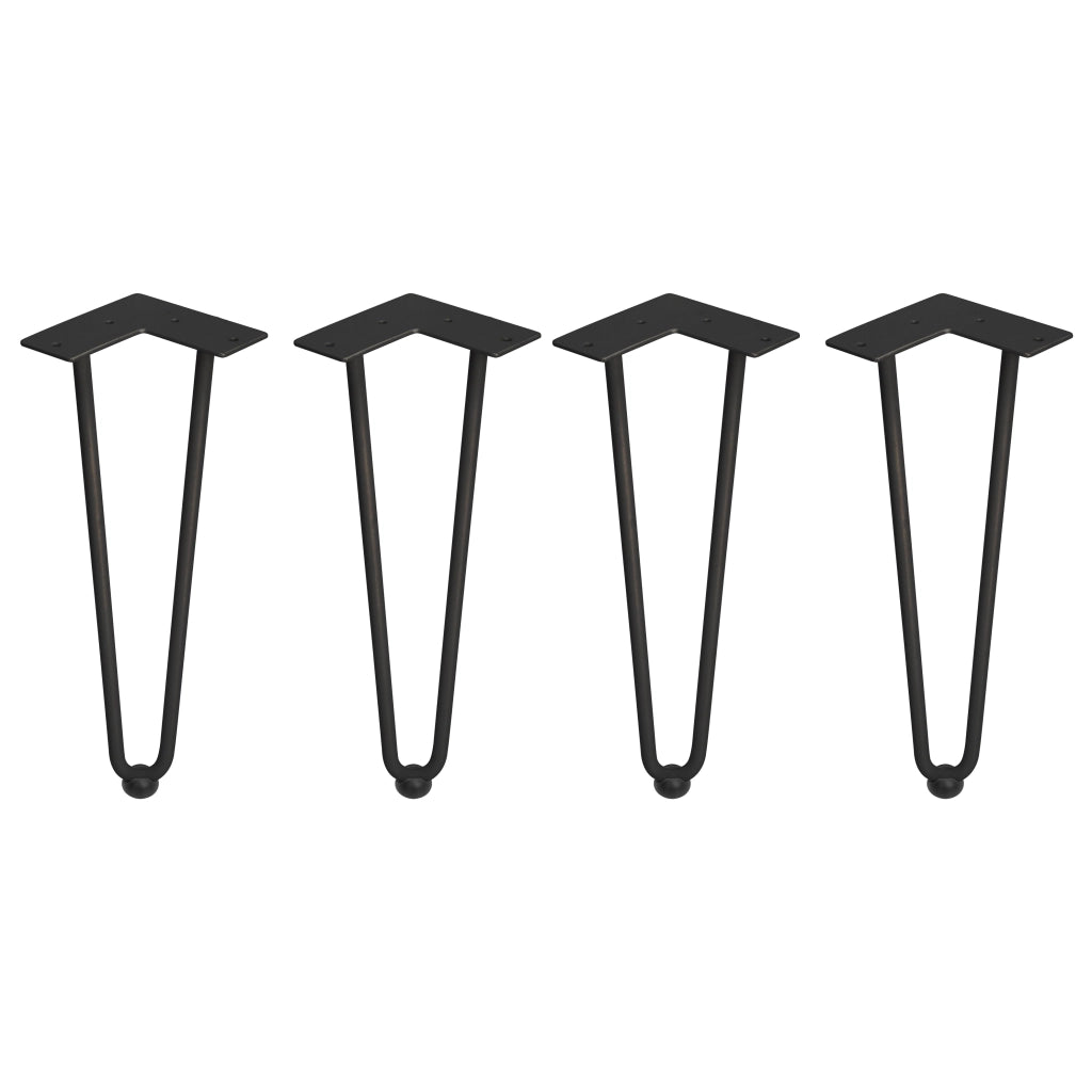 Hairpin Set di Gambe H2 Aste per Tavolo H400 Verniciato Nero Acciaio Emuca