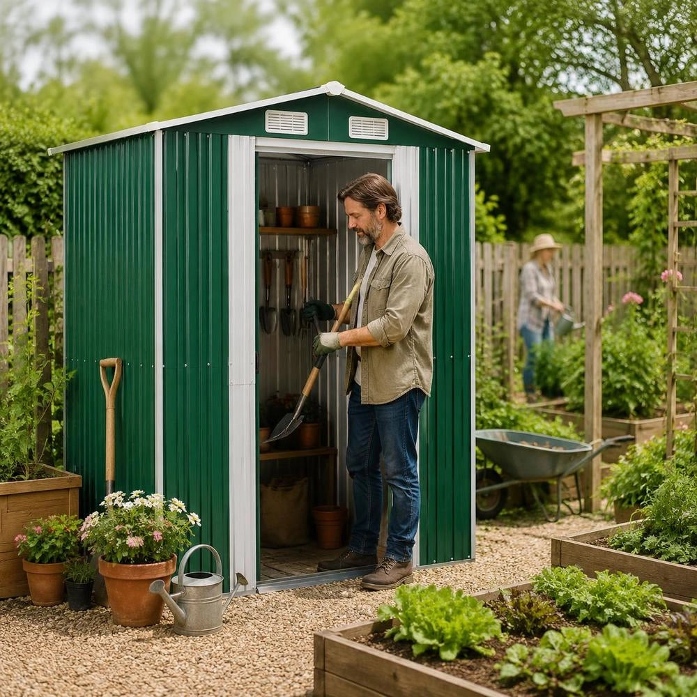 Garden Shed, Green, 192x108x223 Cm, Galvanized Steel
