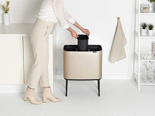 Brabantia afvalemmer Bo Touch Bin champagnekleur, 3 x 11 L