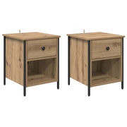 Set di 2 Comodini | Armadio da Notte | Mobiletto da notte Rovere artigianale 40 x 42 x 50 cm