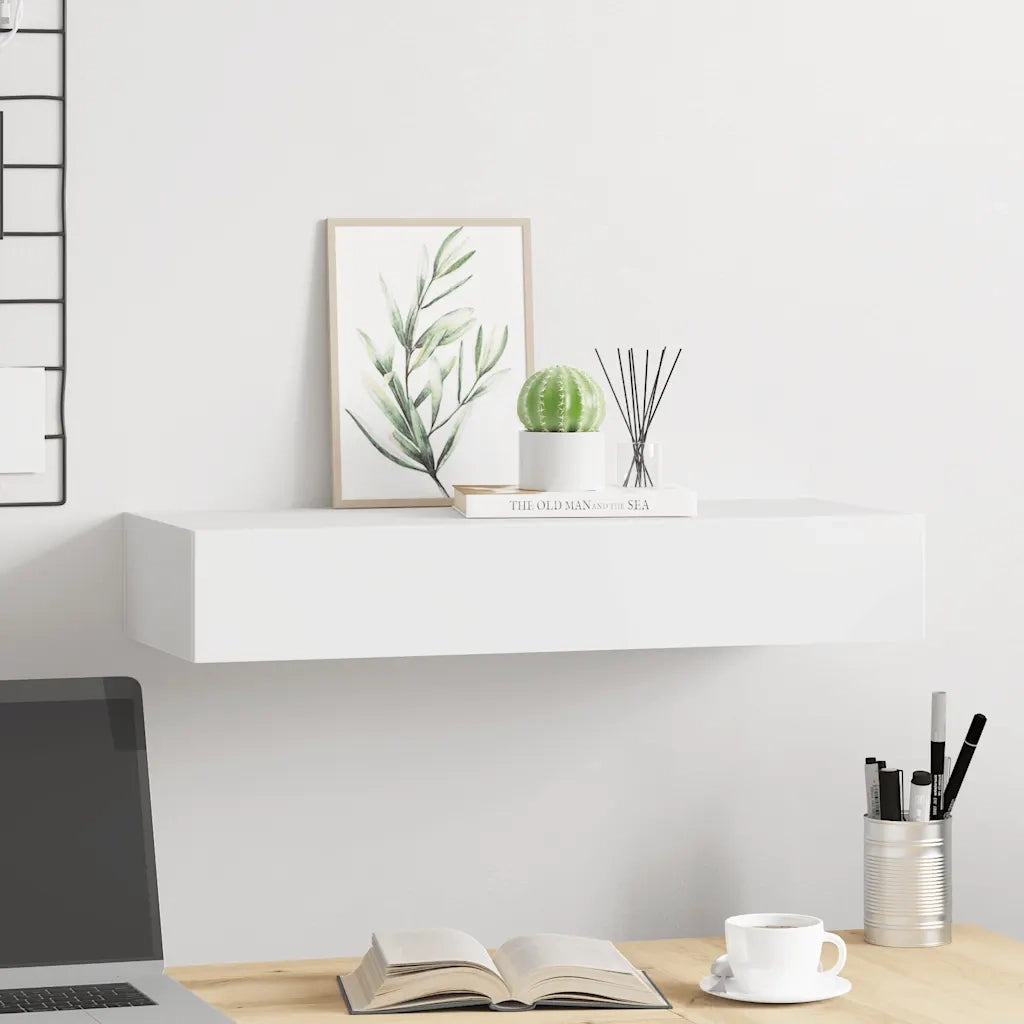 Scaffale con Cassetti da Parete | Mensola sospesa Bianco 60x23,5x10 cm in MDF