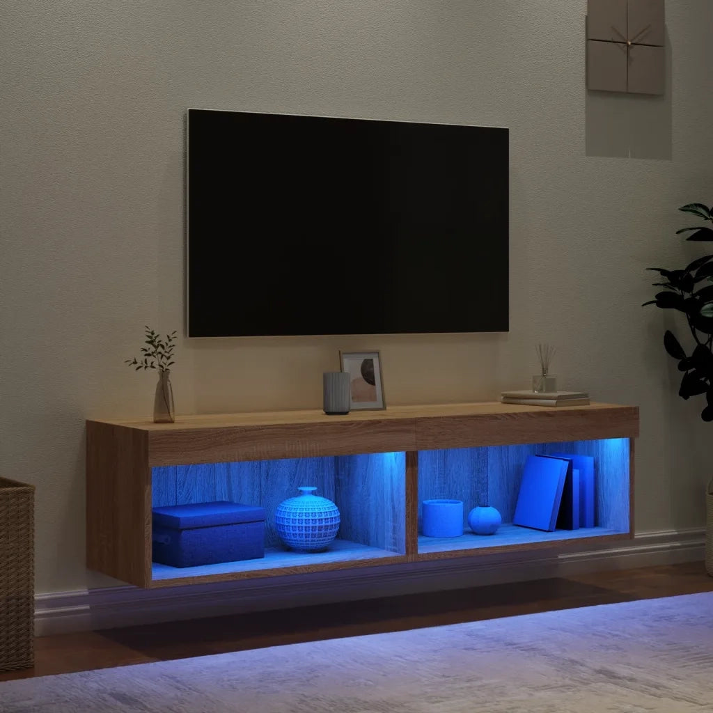 Mobili TV con Luci LED 2pz Rovere Sonoma 60x30x30 cm 837132