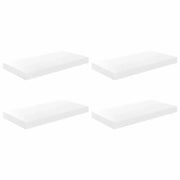 4 pz Scaffali a Parete | Ripiano a parete | Mensole a Parete Bianco Lucido 50x23x3,8 cm in MDF