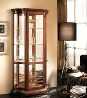Vetrina Lea in legno massiccio di tiglio arte povera noce scuro