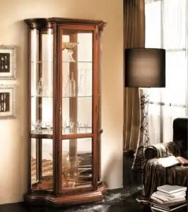 Vetrina Lea in legno massiccio di tiglio arte povera noce scuro