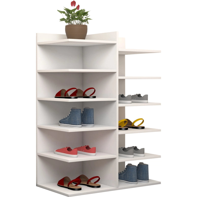 Legno Soft Scarpiera H80 L60 P30 cm Mobile Porta Scarpe Salvaspazio con Ripiani Interni Colore Bianco