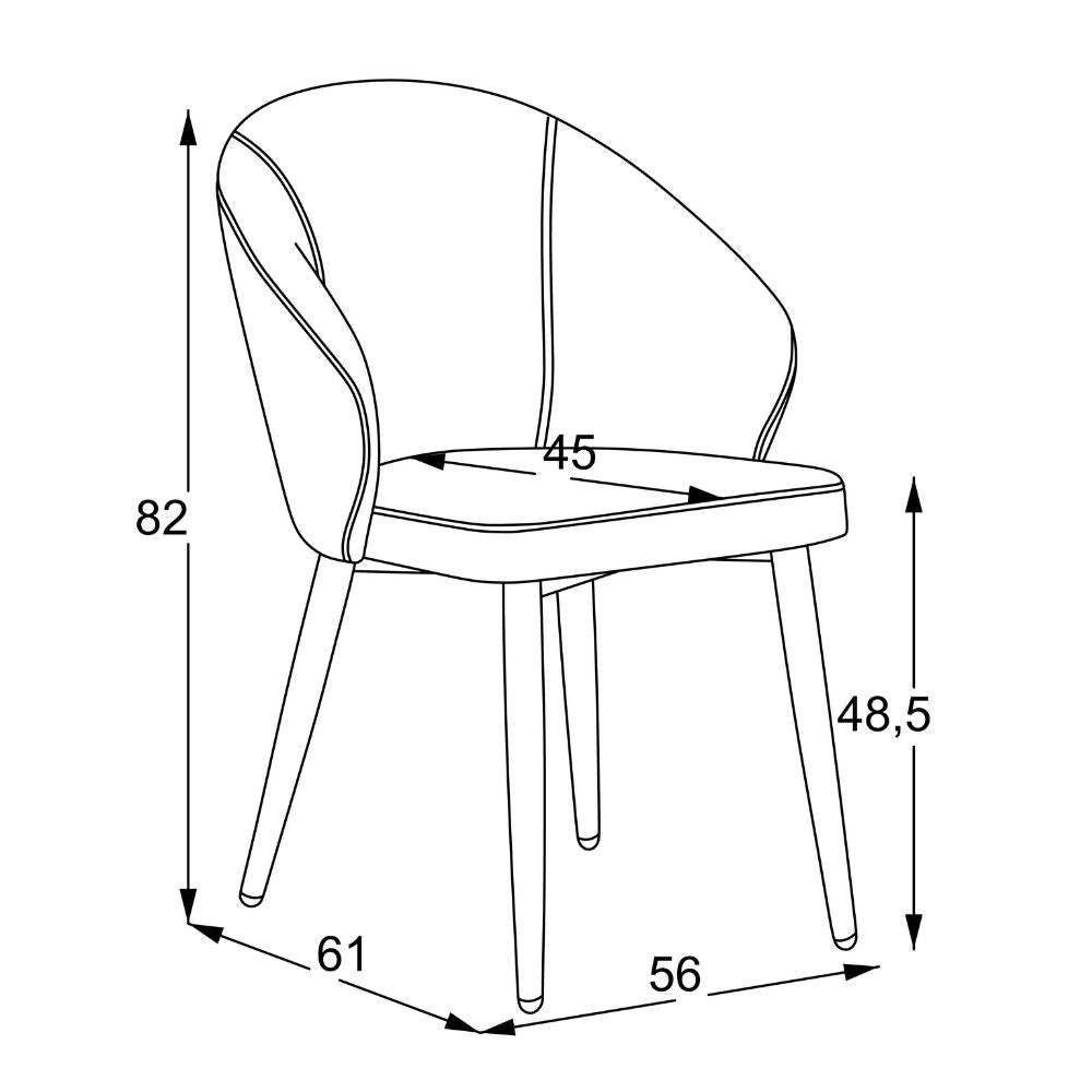 Set 2 Sedie imbottite Patya in tessuto grigio cenere con gambe nere – Comfort essenziale e carattere moderno
