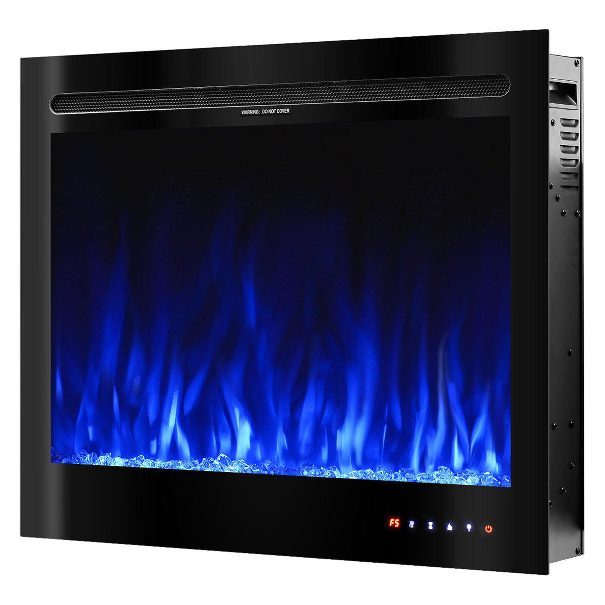 Camino Elettrico da Incasso 63,3x77,1x14,17 cm Effetto Fiamma 1500W Colorado Nero