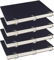 Libretto di disegno A4 - 4 pezzi - 75 fogli - Copertina rigida - Carta da disegno nera 160 g/m² - Legatura con chiusura per facile rimozione - Libro di disegno