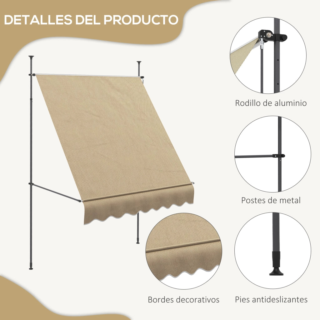Toldo Retrattile Manuale con Manovella ¨C zephmum ¨C Beige 200x120 cm